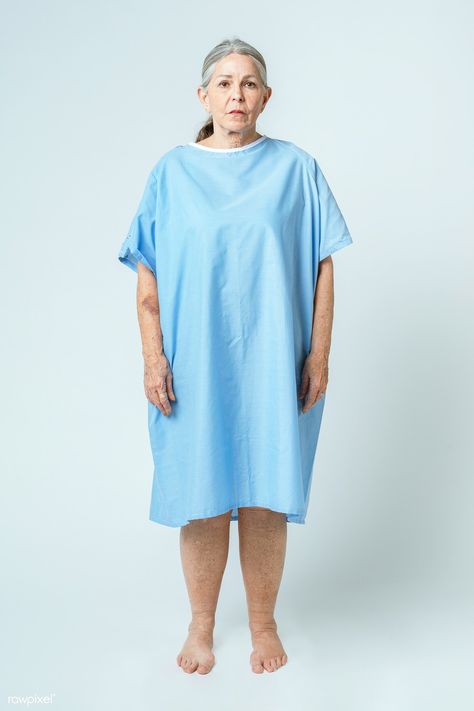 Sad senior patient in a hospital gown | premium image by rawpixel.com / McKinsey Patient Character Design, Hospital Gown Drawing Reference, Hospital Gown Aesthetic, Woman Emotion, Photo Hospital, Gown Aesthetic, Patient Gown, Gown Drawing, Person Photo