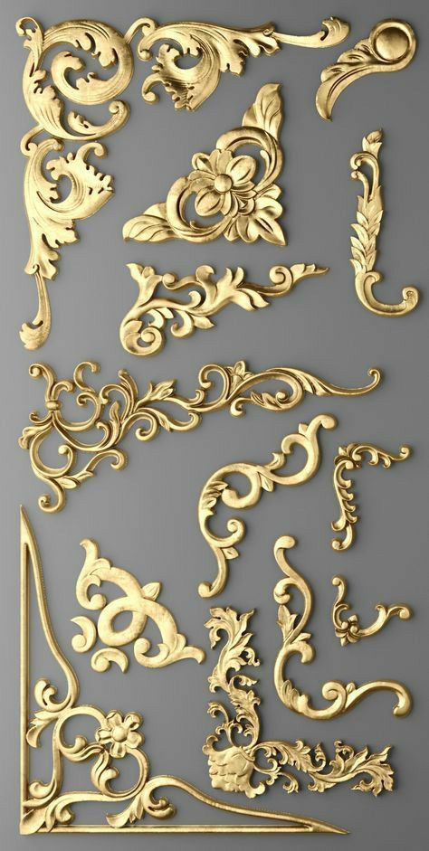 Motif Baroque, Seni Khat Islam, Molduras Vintage, Baroque Decor, Furniture Appliques, Wood Carving Designs, 3d Modelle, Plaster Art, Carving Designs