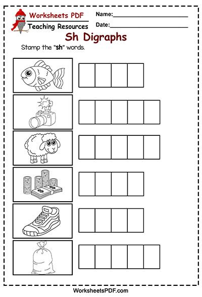 Stamp the “sh” words – Free Printables Cvcc Words Worksheets Free, Cvcc Words Worksheets, Digraphs Worksheets, Letter B Worksheets, Cvcc Words, Digraph Words, Phonics Worksheets Free, Letter Worksheets For Preschool, Blends Worksheets