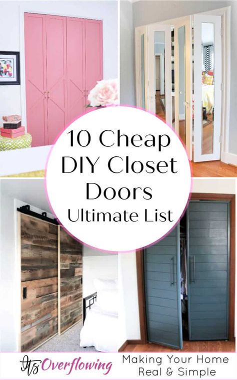 10 Cheap DIY Closet Doors That Can Make A Big Impact - Its Overflowing Making Sliding Closet Doors, Making Closet Doors, Sliding Bedroom Closet Doors, Wardrobe Door Diy, Cheap Door Ideas, Bifold Closet Door Alternative, Diy Closet Doors Curtains, Closet Door Curtain Ideas, Diy Closet Doors Cheap