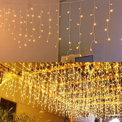 Plug In Lights, Christmas Ceiling Decorations, Christmas Stage Design, Lights For Party, String Lights Inside, Led Icicle Lights, Fairy Lights Decor, Diwali Lights, Balcony Patio