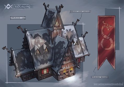 Nordic Architecture, Viking House, Viking Character, Viking Village, Dungeon Master's Guide, Bg Design, Nordic Vikings, Viking Culture, Medieval Houses