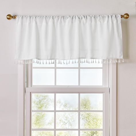 PRICES MAY VARY. WHITE TASSEL DESIGN: Our valance curtains are made of durable polyester fabric with nice pattern, along with beautiful fringe edge at the bottom. The material is light and airy. It is soft to the touch and hangs nicely. BOHEMIAN DECOR: The white color with white macrame create a crisp bohomian style, makes the room look bright and clean. Perfect addition to the small windows for kitchen cabinet, living room, bedroom, bathroom, basement, cabin and RV camper. SOFTEN THE LIGHT: Thi Bathroom Small Window, Kitchen Window Above Sink, Valance Bedroom, Window Above Sink, Window Cafe, Valances For Windows, White Valance, Sheer Valances, Bathroom Basement