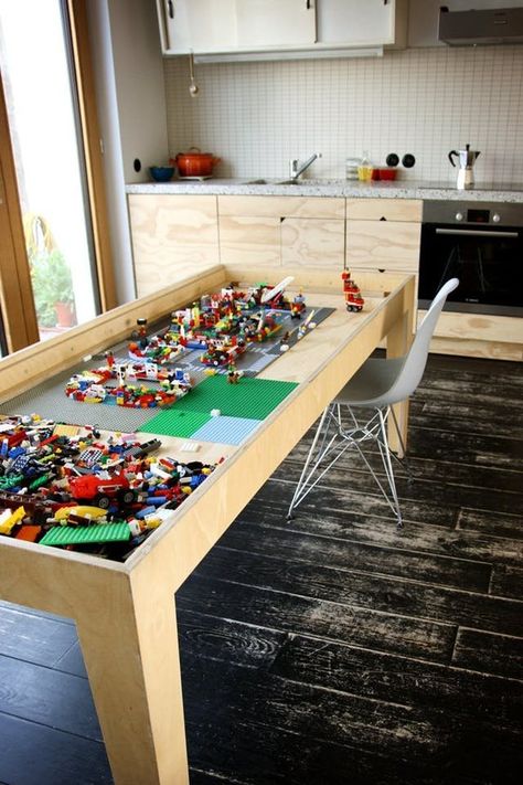 Lego Play Table, Lego Tables, Table Lego, Kitchen Table With Storage, Lego Table, Lego Store, Lego Room, Lego Storage, Big Kitchen