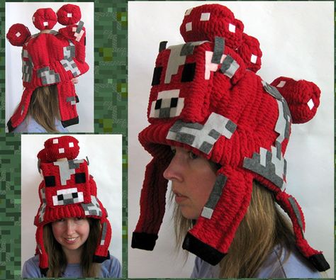 For everybody who’s ever wanted to wear a Minecraft Mooshroom on their head (or knows somebody who’d love a Mooshroom hat as a gift), this Instructa... Minecraft Mooshroom, Minecraft Hat, Minecraft Costumes, Play Minecraft, Cow Costume, How To Play Minecraft, Minecraft Crafts, Rainbow Loom, Cool Hats