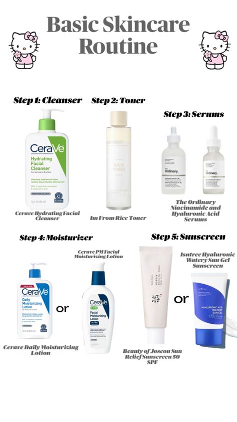 Basic Skincare Routine Products Beginner Friendly Affordable Skincare Aesthetic #skincareroutine Best Drugstore Sunscreen, Skincare Routine Products, Basic Skincare Routine, Basic Skincare, Basic Skin Care, Better Self, Gel Sunscreen, Affordable Skincare, Acne Studio