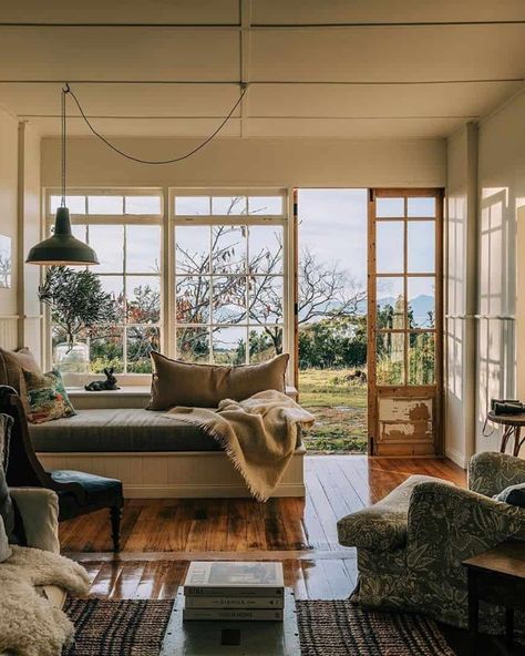 Emily Henderson (@em_henderson) • Instagram photos and videos Coin Banquette, Affordable Lighting, The Burrow, Lots Of Windows, Australian Architecture, Architecture Awards, Stone Cottage, Australian Homes, Vintage Cottage