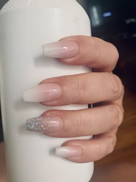 French Fade, Nails Acrylic, Glitter, Nails, White