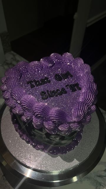 24th Birthday Cake Heart, Sweet 16 Cakes Purple And Silver, Purple Heart Cakes Birthday, Chocolate Bday Cake Ideas, Purple Glitter Cake Birthday, Black And Purple Heart Cake, Purple Disco Birthday Cake, Sweet 16 Birthday Cakes Purple, Heart Cake With Picture