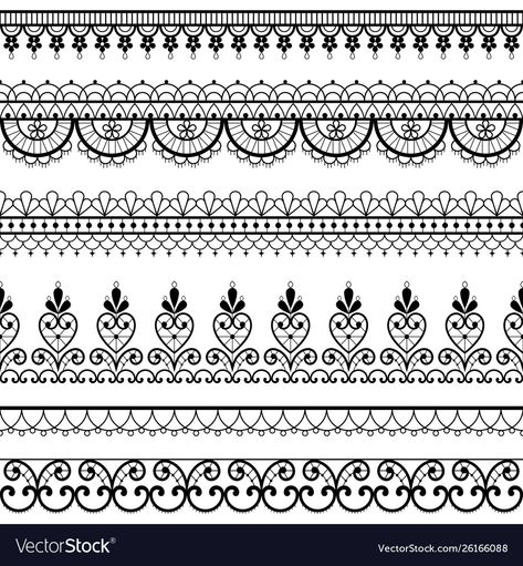 Drawing Lace Pattern, Lace Drawing Sketches, Lace Doodle, Laces Designs Pattern, Indian Henna Tattoo, Lace Pattern Design, Textile Decoration, Lace Drawing, Henna Drawings