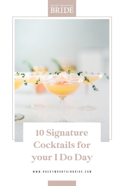 We are sharing 10 signature cocktail ideas from @WhiteTableCatering! Inspire your wedding day and all the celebrations that surround your day with these Pinterest-worthy drinks! Signature Wedding Drinks His And Hers Cocktail Ideas, Summer Signature Cocktail, Gin Wedding Cocktail, Premixed Cocktails Wedding, Cocktails For Wedding Bar Ideas, Simple Signature Wedding Drinks, Best Wedding Cocktails, Signature Wedding Drinks Summer, Bride Signature Drink Ideas