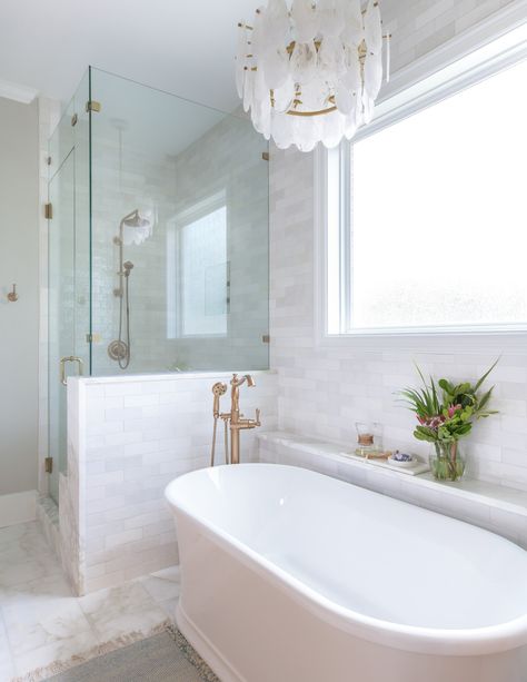 Bathroom With Alcove, Master Bathrooms 2023 Trends Farmhouse, Master Bath Inspiration 2023, Master Bathrooms With Walk In Showers And Soaking Tub, Masterbath Ideas 2023, Master Bath Remodel Ideas 2023, Tub And Shower Side By Side, Coastal Master Bath, Tub In Shower Area