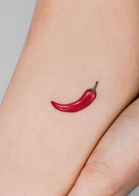 Jalapeno Tattoo Small, Red Chili Tattoo, Spicy Pepper Tattoo, Chilly Pepper Tattoo, Red Chili Pepper Tattoo, Small Chili Pepper Tattoo, Red Chilli Tattoo, Chilly Tattoo, Pepper Tattoo Ideas