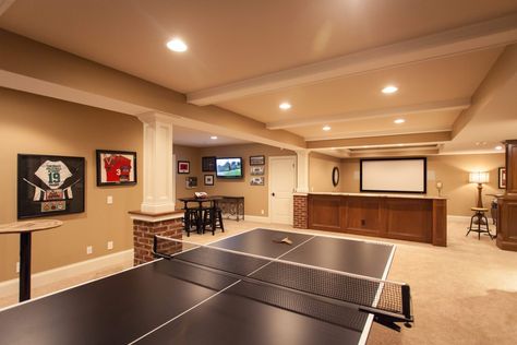 L Shape Basement Layout, L Shaped Basement Layout Ideas, Basement Stairwell Ideas, Stairwell Ideas, Basement Decoration, Basement Carpet, Dream Basement, Basement Layout, Home Pub