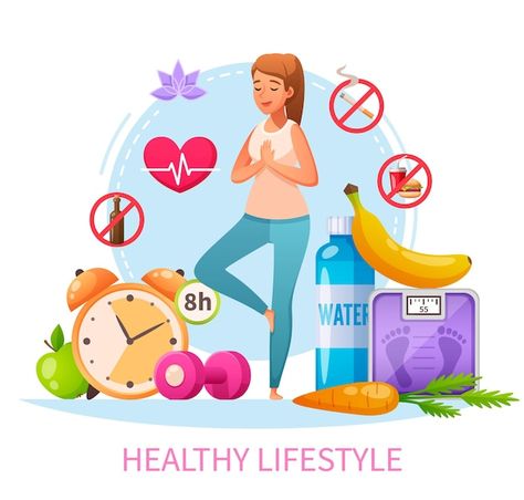 Healthy lifestyle habits cartoon composi... | Free Vector #Freepik #freevector #healthy-habits #healthy-lifestyle #habit #healthy Life Changing Habits, Healthy Lifestyle Habits, Food Therapy, Louisiana State University, Lifestyle Habits, Naturopathy, Regular Exercise, Healthier You, Vitamin D