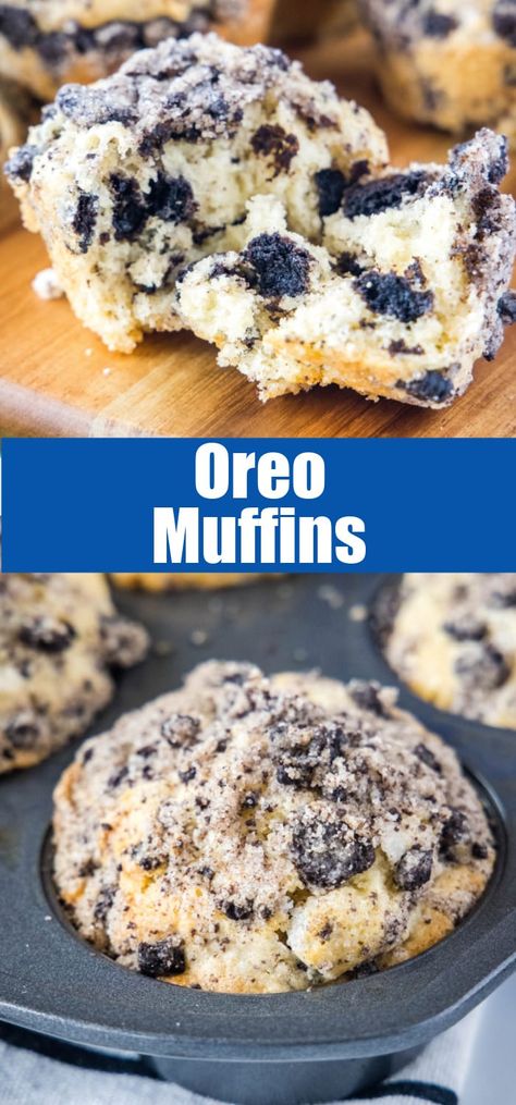 Oreo Cookie Muffins, Cookies And Cream Muffins, Recipes With Oreos Easy, Oreo Breakfast Ideas, Oreo Crumb Recipes, Recipes Using Oreo Cookies, Oreo Muffins Recipe, Oreo Scones, Recipes With Oreo Cookies