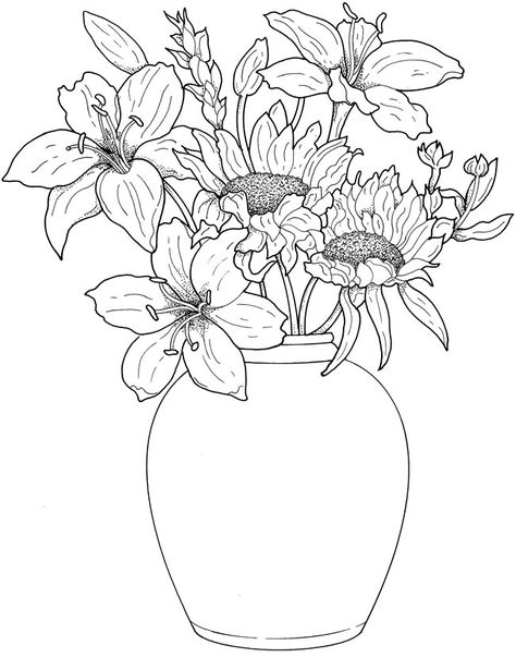 Welcome to Dover Publications  Creative Haven Beautiful Flower Arrangements Coloring Book Outline Images, Card Sketch, Drawing Flowers, Adult Colouring Pages, Flower Paintings, Flower Coloring Pages, Digi Stamps, Coloring Book Pages, Coloring Pictures