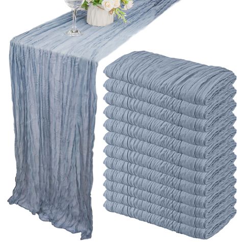 PRICES MAY VARY. Package Include: you will get 12 pieces dusty blue cheesecloth table runner, enough quantity is suitable for wedding banquets and various parties, the size of each table runner is approximately 35 x 72 inches, which is large enough to cover rectangle and round tables, can also be spliced together for long tables. Even can be used for chair cover sashes or decorative napkins, backdrop draping or even gift wrapping. Soft and Durable Material: Made of high quality polyester, soft t Boho Wedding Table Runner, Birthday Party Table Decor, Table Runner For Wedding, Gauze Table Runner, Cheesecloth Table Runner, Birthday Party Table, Party Table Decor, Blue Table Runner, Tafel Decor