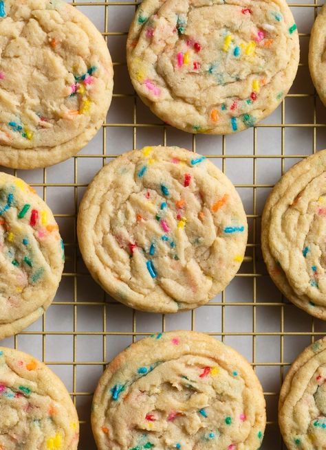 Funfetti Sugar Cookies, Confetti Cookies, Funfetti Cookies, Chewy Sugar Cookies, Cookie Spread, Sprinkle Cookies, Browned Butter, Drop Cookies, Universal Language