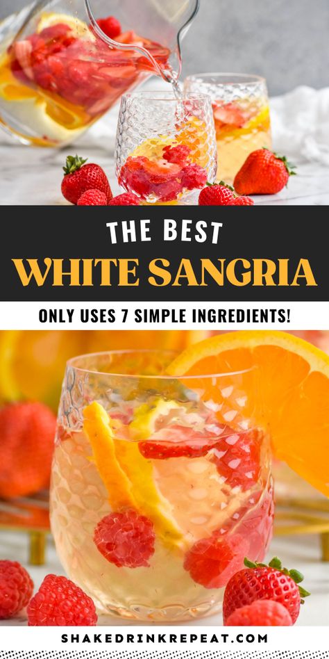 Simple Sangria Recipe White, Not Sweet Sangria Recipes, Homemade Sangria White Wine, Sangria Big Batch, Sangria Recipes Easy For A Crowd, White Sangria With Vodka, Best Sangria Recipe White, Easy White Sangria Recipes For A Crowd, White Summer Sangria