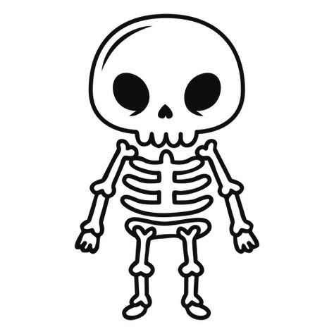 Skeleton Body Drawing Simple, Chibi Skeleton Drawing, Cute Skeleton Illustration, Skeleton Illustration Simple, Cute Skeleton Art, Skeleton Art Simple, Skeleton Cartoon Drawing, Skeleton Doodle Easy, Easy Skeleton Drawing