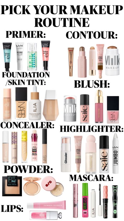 pick your makeup routine!! #makeup #beauty #preppy #aesthetic #vibes #fyp Pick Your Makeup, Milk Makeup Foundation, Makeup Routine Guide, Pro Makeup Tips, Preppy Makeup, Makeup Order, Simple Makeup Tips, Cute Eye Makeup, Makeup Face Charts