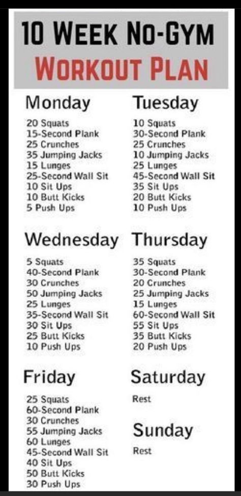 No Gym Workout, 10 Week Workout Plan, 10 Week No Gym Workout, Weekly Workout Plans, All Body Workout, Summer Body Workouts, No Gym, Body Workout Plan, Workout Plan Gym