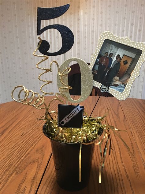 Mens Bday Party Centerpieces, 50th Birthday For Mom Decoration, Dads 50th Birthday Decoration Ideas, Centerpieces 70th Birthday, 30th Centerpieces For Men, Easy 50th Birthday Centerpieces, Men 50th Birthday Centerpiece Ideas, 60th Centerpiece Ideas For Men, Centerpiece For Male Birthday Party