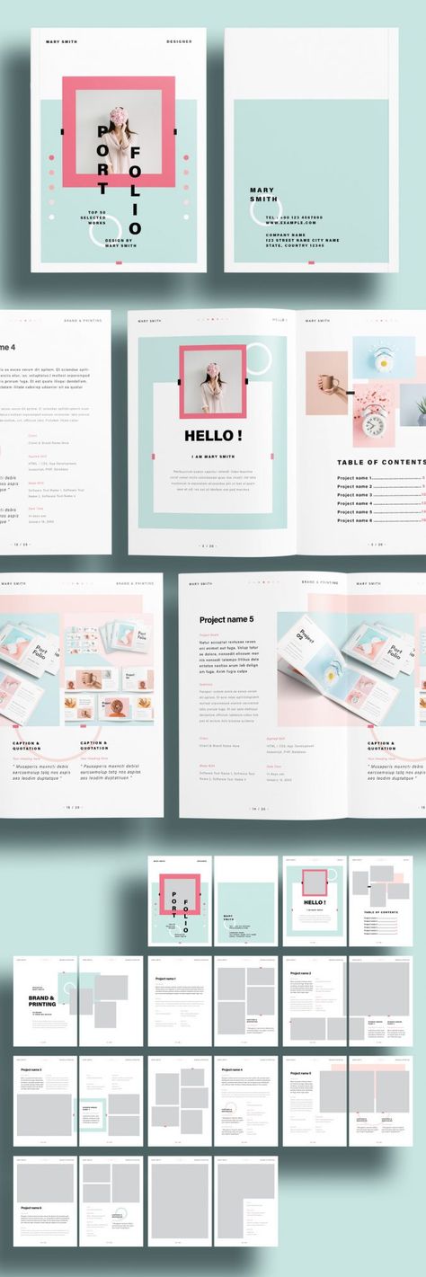 Available at Adobe Stock, this modern and fresh portfolio template makes your creative work a real eye catcher Portfolio Design Template Free, Creative Portfolio Ideas, Portfolio Layout Template, Portfolio Tips, Indesign Portfolio Template, Graphic Design Portfolio Book, Indesign Portfolio, Portfolio Magazine, Free Portfolio Template