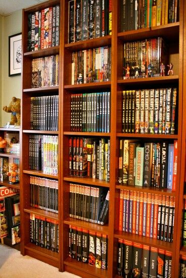 Comic Bookshelf, Comic Book Organization, Storage Library, Comic Book Rooms, Comic Storage, Book Shelving, Comic Display, Hexagon Wall Shelf, Comic Book Display