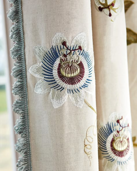 Sanderson | Keep out the cold with classic, country house style curtains intricately embroidered on cotton/linen. Fabric: Passion Vine from A… | Instagram Gustavian Bedroom, Curtain Treatments, Lounge Curtains, Designer Curtains, Drapery Treatments, Passion Vine, Measuring Curtains, Country House Style, Addition Ideas