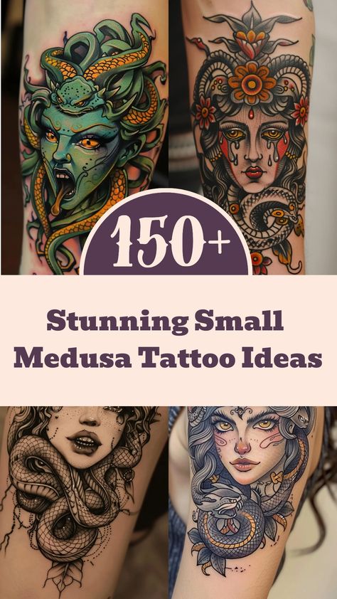 Explore the captivating allure of Medusa tattoos with these stunning designs. From traditional to modern, Medusa tattoos are known for their intricate details and powerful symbolism. Whether you're drawn to a small, simple design or a bold thigh piece, there's a Medusa tattoo perfect for expressing your unique style. Discover the deep meaning behind this mythological figure and embrace the empowering essence she embodies. Dive into the world of black women's Medusa tattoos and celebrate strength Male Medusa Tattoo, Medusa Tattoo Design Ideas, Simple Medusa Tattoo, Small Medusa Tattoo, Modern Medusa, Medusa Tattoo Ideas, Medusa Tattoos, Medusa Hair, Medusa Tattoo Design