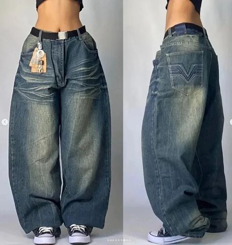 New Retro American Street Hip-hop Loose Jeans Female Y2K Harajuku High Waist Wide Leg Pants Gothic Street Jeans, Jeans Y2k, High Waist Wide Leg Pants, Jean Large, Mode Jeans, High Street Fashion, Pants Fit, Autumn 2024, Loose Jeans