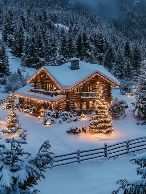 Mountain Cabins Winter Cabin In The Woods, Log Cabin Christmas, Cozy Winter Cabin, Mountain Cabins, Christmas Lodge, Cabin In The Mountains, Cabin Christmas, Rustic Home Design, Winter Cabin