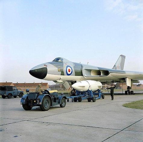 missiles 1950s | Wing prepares to be loaded with a Blue Steel stand-off missile ... Fighter Planes Jets, Avro Vulcan, Delta Wing, Air Force Aircraft, British Aircraft, Navy Aircraft, Military Jets, Jet Aircraft, Ww2 Aircraft