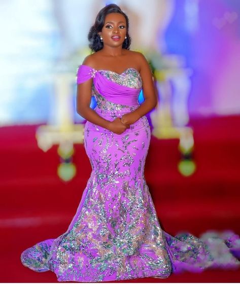 Purple African Wedding Dress, Multicolor Floor-length Gown For Traditional Ceremonies, Changing Dresses For Brides, Changing Dresses For Brides In Uganda, Wedding Dresses For Maids In Kenya, Changing Dresses, Kente Mermaid Dress, Baby Dance, Africa Outfits