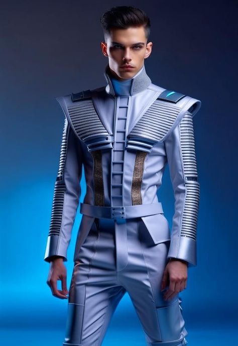 Retrofuturism Outfits Men, Space Costumes Men, Future Outfit Space, Retro Futuristic Fashion Men, Space Outfit Men, Space Fashion Men, Space Fashion Futuristic, Futuristic Outfit Men, Futuristic Fashion Male