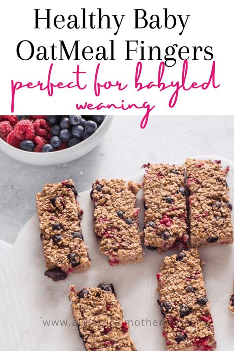 Homemade Toddler Snack Bars, Blw Recipes Breakfast, Recipes With Baby Oatmeal Cereal, Toddler Bars Healthy Snacks, Eggless Blw Recipes, Blw Oatmeal Recipes, Blw Baked Oatmeal, Infant Oatmeal Recipes, Baby Baked Oatmeal