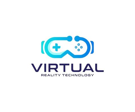 Vector virtual logo | Premium Vector #Freepik #vector #vr-logo #connect #3d-technology #technology Vr Logo, Ar Logo, Virtual Reality Technology, 3d Technology, Vr Games, Cafe Interior Design, Psd Icon, Game Logo, Cafe Interior