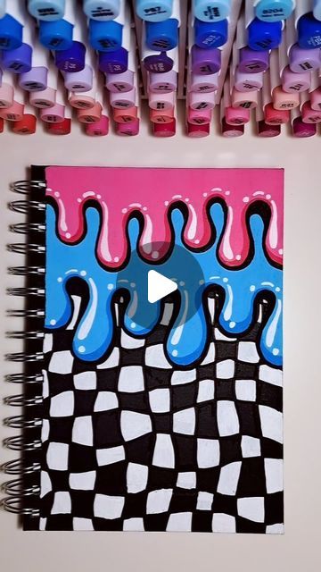 Pinoxart - Eline Suijten on Instagram: "Customized sketchbook cover! . . . #customize #painting #sketchbook #drawing #paintmarkers #markers #paint #colorful #artwork #artoftheday" Cover Drawings Sketchbook, Sketbook Cover Ideas, Sketch Book Inspiration Creativity, Sketch Book Cover Design, Decorate Sketchbook Cover, Sketch Book Front Cover Ideas, Sketchbook Design Cover, Sketchbook Cover Ideas Paint, Painted Journal Covers