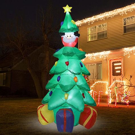 yofit 8 Ft Inflatable Christmas Tree with Pop up Santa & Gift Boxes, Blow up Decoration Xmas Tree with LED Lights, Perfect for Indoor Outdoor Yard Garden Lawn Holiday Party 10ft Christmas Tree, Inflatable Christmas Decorations Outdoor, Inflatable Christmas Tree, Holiday Yard Decorations, Tall Christmas Trees, Lighted Centerpieces, Christmas Inflatables, Led Christmas Lights, Outdoor Holiday Decor