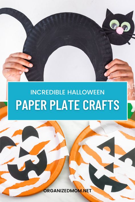 Cheap and easy, these cute Halloween paper plate crafts for kids are the perfect activity for craft time leading up to Halloween! Halloween Wreath Craft For Kids, Fall Paper Plate Crafts For Kids, Paper Plate Halloween Crafts For Kids, Halloween Diy Crafts Projects, Halloween Paper Plate Crafts For Kids, Halloween Paper Plate Crafts, Paper Plate Spider, Halloween School Crafts, Paper Plate Halloween