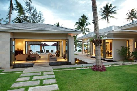 Labas Ng Bahay, Bali House, Bali Vacation, Casa Country, Beautiful House Plans, Indian Homes, Bungalow House, Home Landscaping, Koh Samui