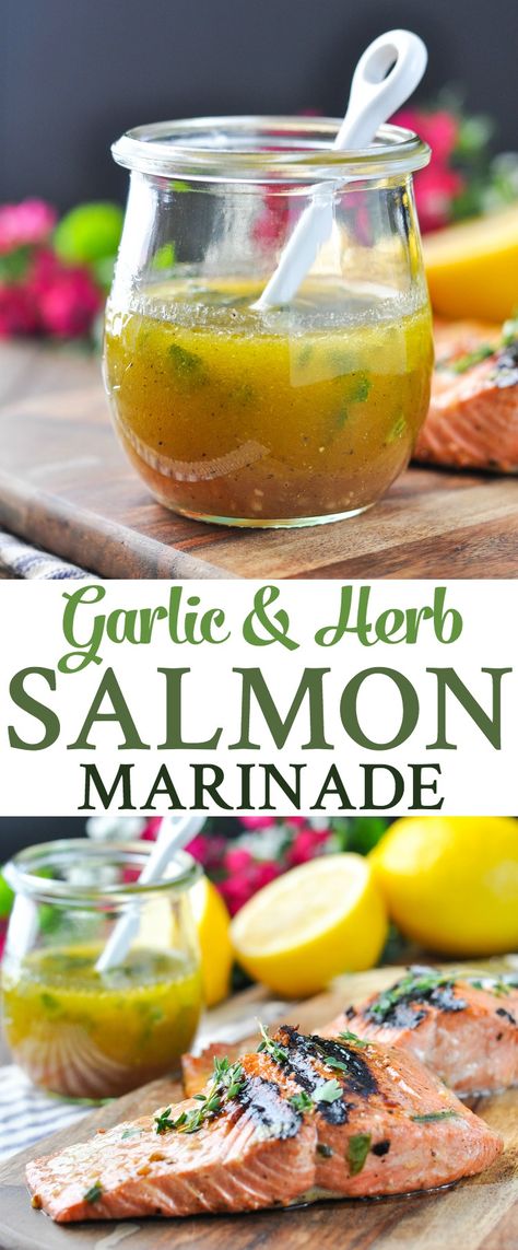 Garlic and Herb Salmon Marinade | Salmon Recipes Healthy | Fish Recipes | Dinner Ideas | Healthy Dinner Recipes | Seafood Recipes | Grilling Recipes | Marinade Recipes Fish Recipes Dinner, Grilled Salmon Marinade, Marinade Salmon, Dinner Recipes Seafood, Salmon Recipes Healthy, Healthy Fish Recipes, Herb Salmon, Recipes Grilling, Salmon Marinade