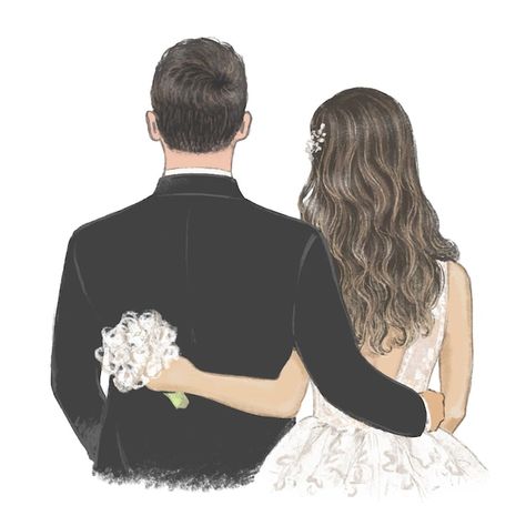 Bride And Groom Cartoon, Bride Clipart, حفل توديع العزوبية, Bride Silhouette, Couple Clipart, Wedding Drawing, Wedding Dress Sketches, Digital Invitations Wedding, Wedding Illustration