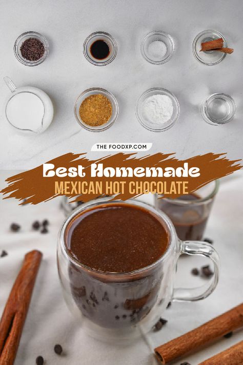 Best homemade Mexican hot chocolate recipe, featuring authentic Mexican chocolate melted into creamy milk, with cinnamon and a hint of vanilla for depth. This rich, comforting drink offers a smooth and flavorful experience, perfect for cozy nights or special occasions, topped with whipped cream or a sprinkle of cinnamon. Homemade Mexican Hot Chocolate, Hot Chocolate With Almond Milk, Hit Chocolate Recipe, Champurrado Recipe, Keto Hot Chocolate Recipe, Mexican Hot Chocolate Recipe, Live Well Bake Often, Cozy Soup Recipes, Hot Chocolate Mix Recipe