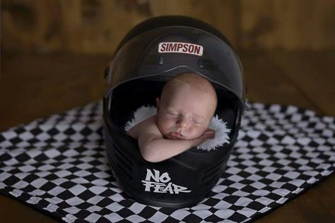 Newborn Race Car Photography, Race Car Newborn Pictures, Racing Newborn Pictures, Newborn Racing Photography, Racing Baby Announcement, Mason Thomas, Baby Bump Progression, Motocross Baby, Racing Baby