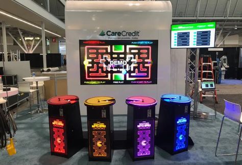 Next Level Booth Inspo: Harnessing the Power of Giant Games at Trade Shows - Interactive Entertainment Group, Inc. Gaming Booth, Mdf Jali, Convention Booth, Game Booth, Video Booth, Event Booth, Giant Games, Holiday Party Games, Stage Set Design