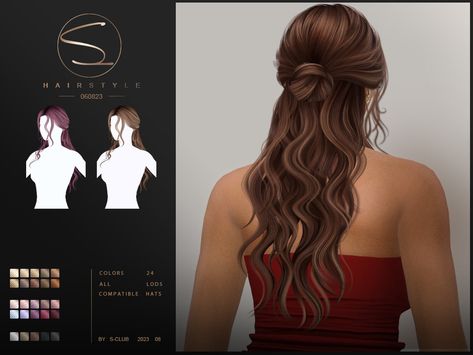 Oscar Hairstyles, The Sims 4 Cabelos, Long Bridal Hair, Sims 4 Tsr, Mod Hair, Pelo Sims, Club Hairstyles, Elegant Wedding Hair, Female Hair