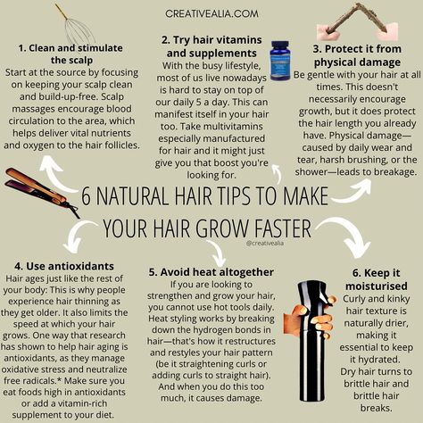 Grow your natural hair 🌿 Try these 6 tips to keep your curls healthy and long. Check out our hair regimen schedule and herb-infused hair oil in our shop. Follow for more tips! #HeatlessHairStretching #NaturalHairCare #HealthyHair #NaturalHairJourney #ShopNow Make Your Hair Grow Faster, Hair Regimen, Heatless Hairstyles, Be Gentle With Yourself, Grow Hair Faster, Hair Vitamins, Natural Haircare, Hair Growth Tips, Natural Hair Tips